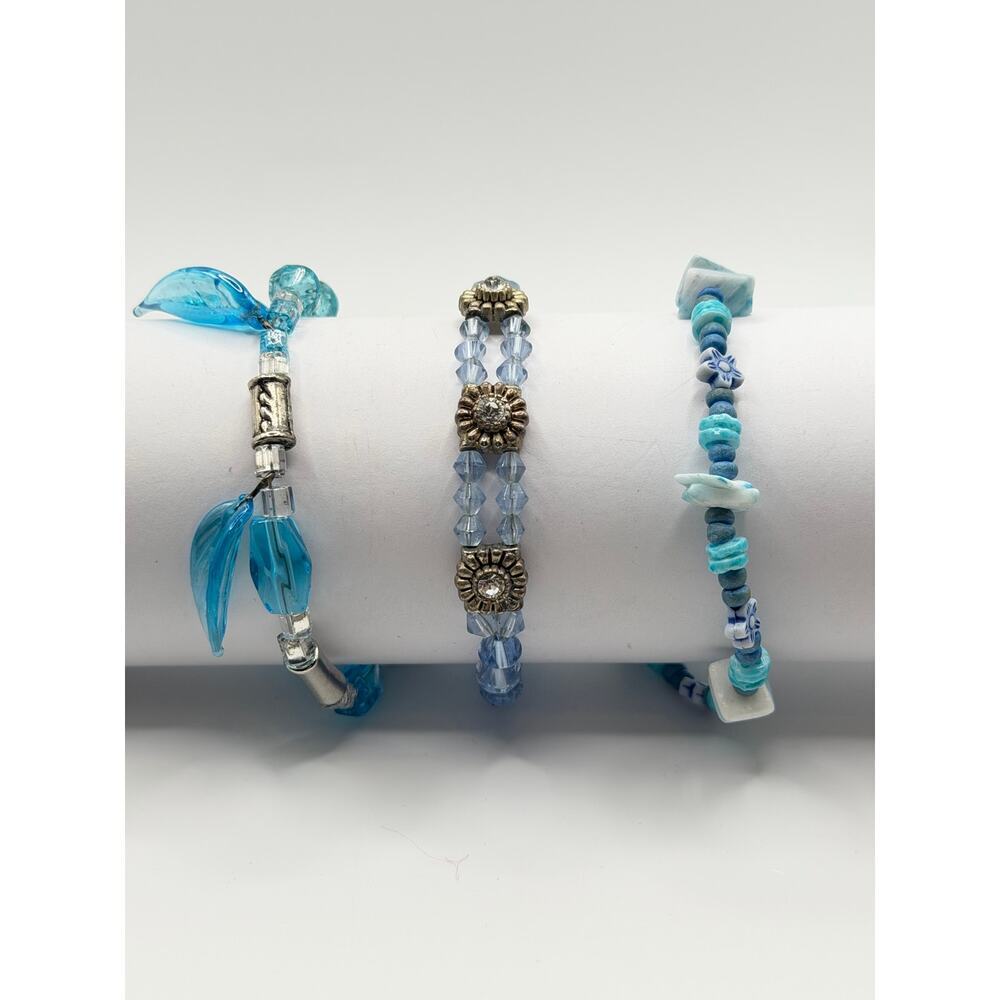 💙   Beachy Boho Layered Wrist Stack 5-Piece Bracelet Stack |  Coastal Blue